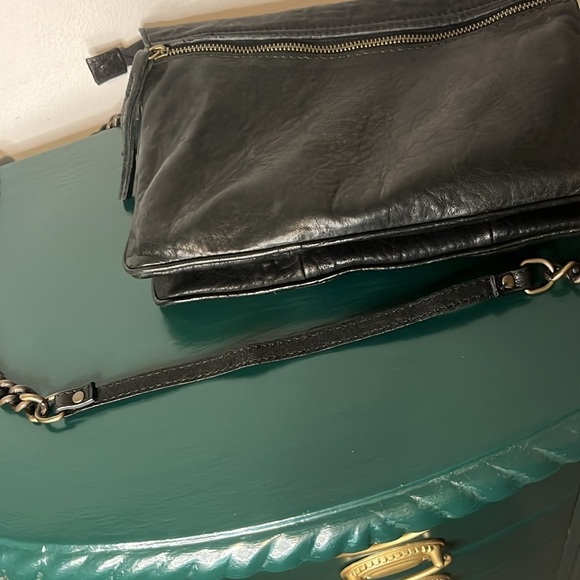 Maxon Collection Genuine Leather Black Crossbody Bag with Detachable Chain Strap - Picture 14 of 16